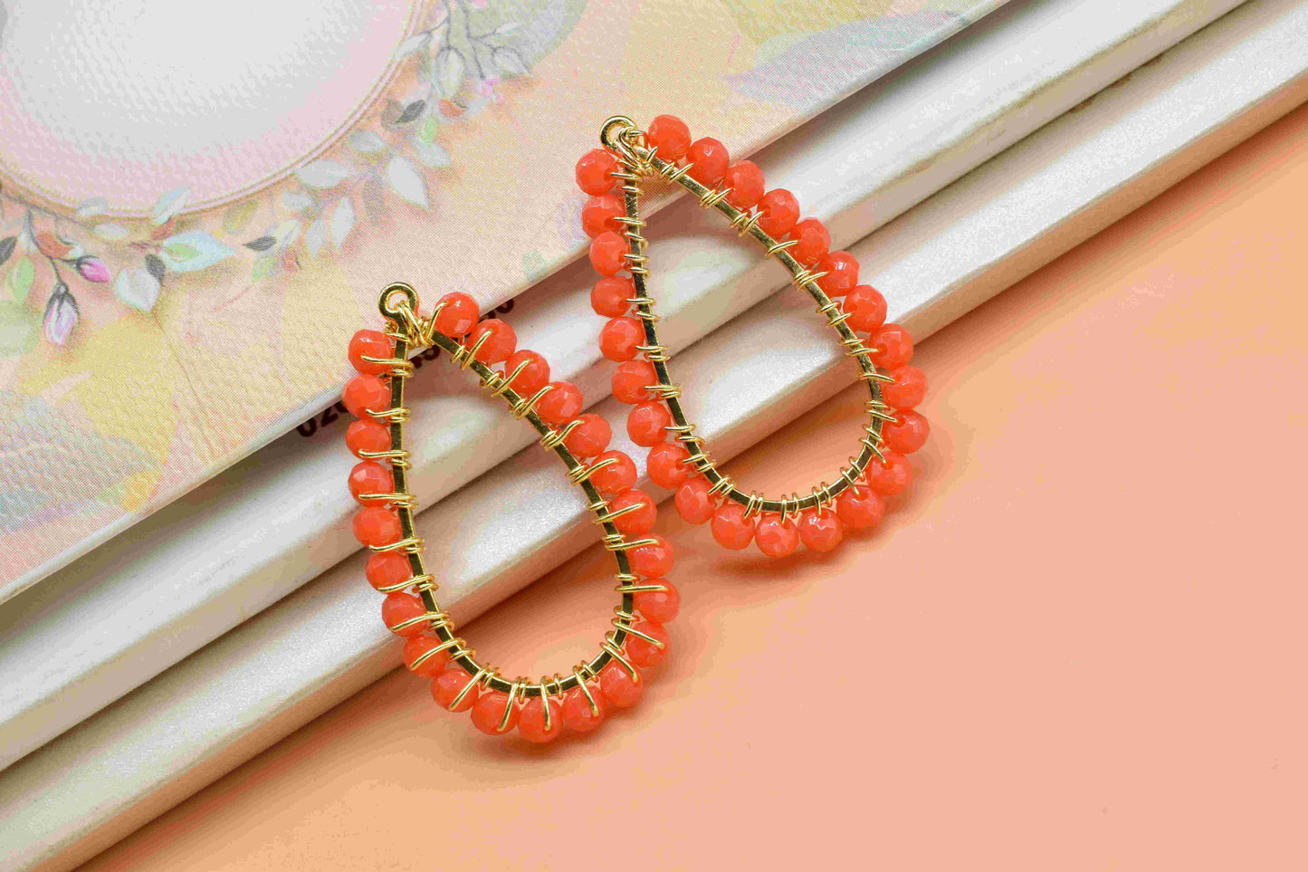 Carnelian Wire Wrapped Dangle Connector, Gemstone Component, Handmade Beaded Earring,Finding Necklace,Carnelian Jewelry,Pendant Jewelry,Gift