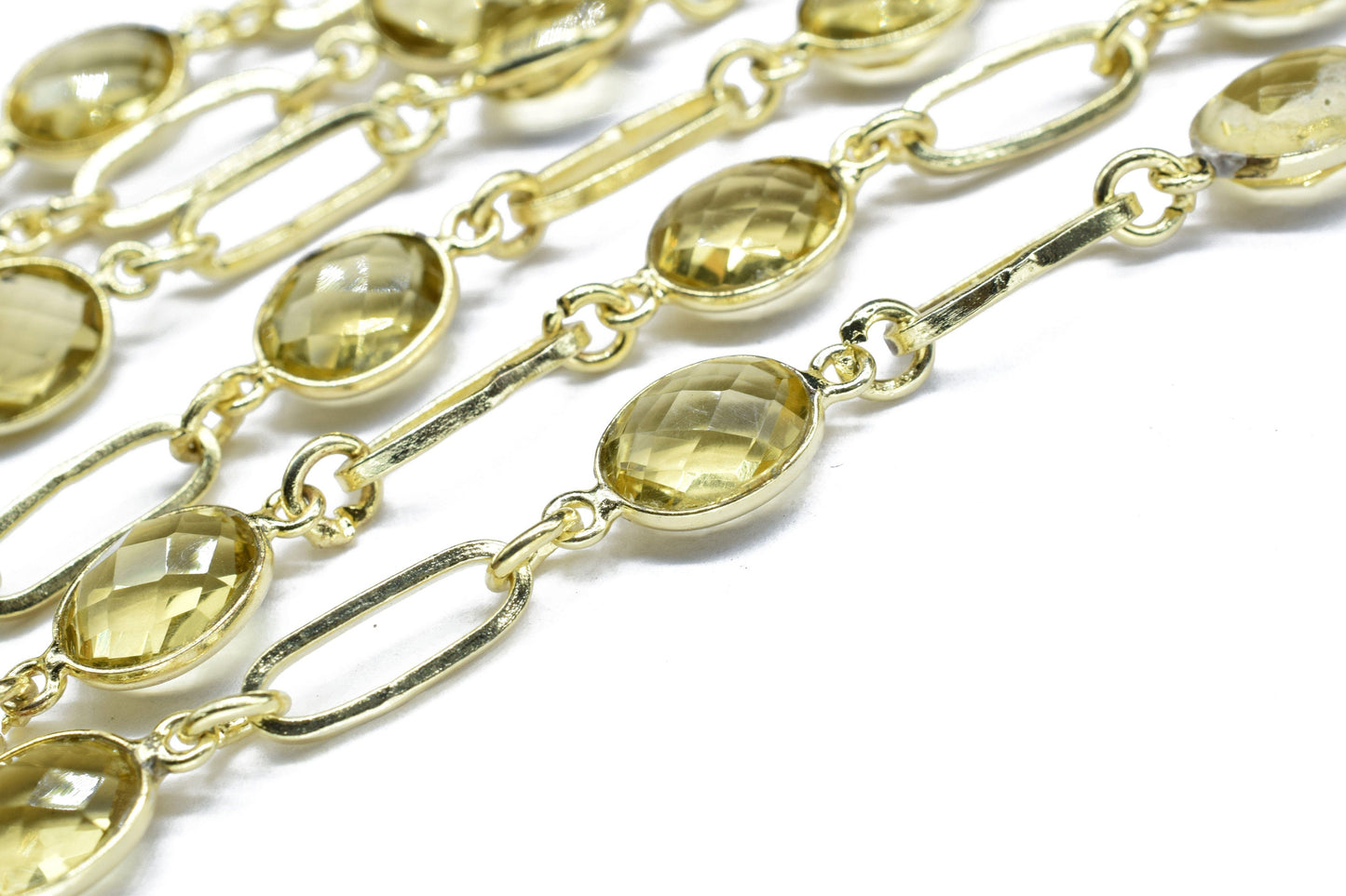 Citrine Wire Wrap Link Connectors link Chain,Citrine rosary Chain,Craft Jewelry Rosary, Gemstone Bezels Chain,Citrine Quartz Connector Chain