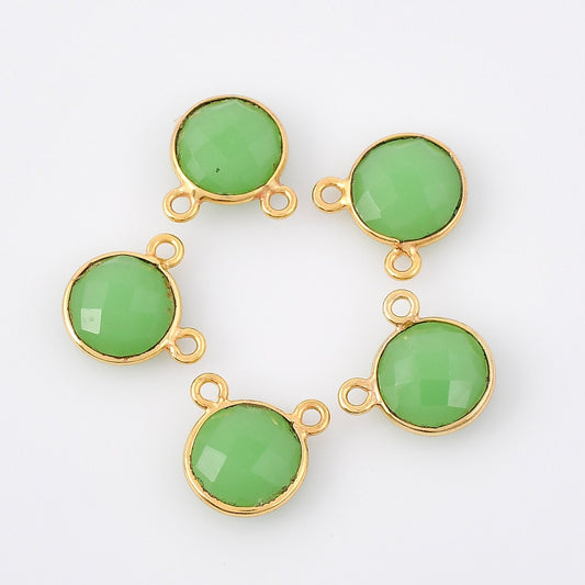 Chrysoprase 10mm Round Shape bezel,Gold Plated bezel,Chrysoprase Bezel connectors,Gold Vermeil Bezel,jewelry making charm,Gold-Filled bezel