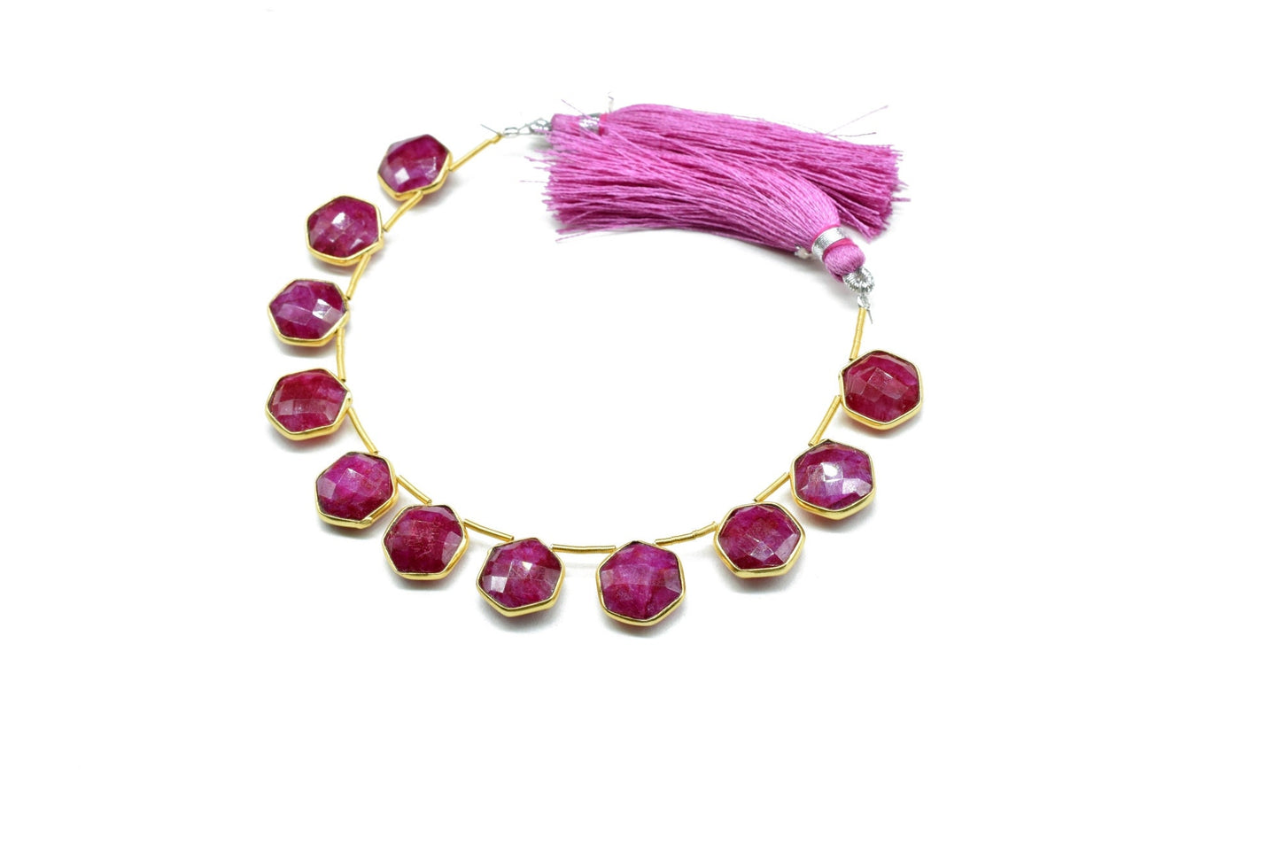 11 Pieces Ruby 10mm Faceted Hexagon Shape Single Bail Connector strand,Single Bail Charm, Ruby Faceted Gemstone Jewelry Making Component