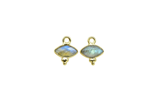 Natural Labradorite Charms Pendant/Marquise Shape Pendant/Handmade Pendant/Tiny Pendant/Necklace Connector jewelry/B'day Gift