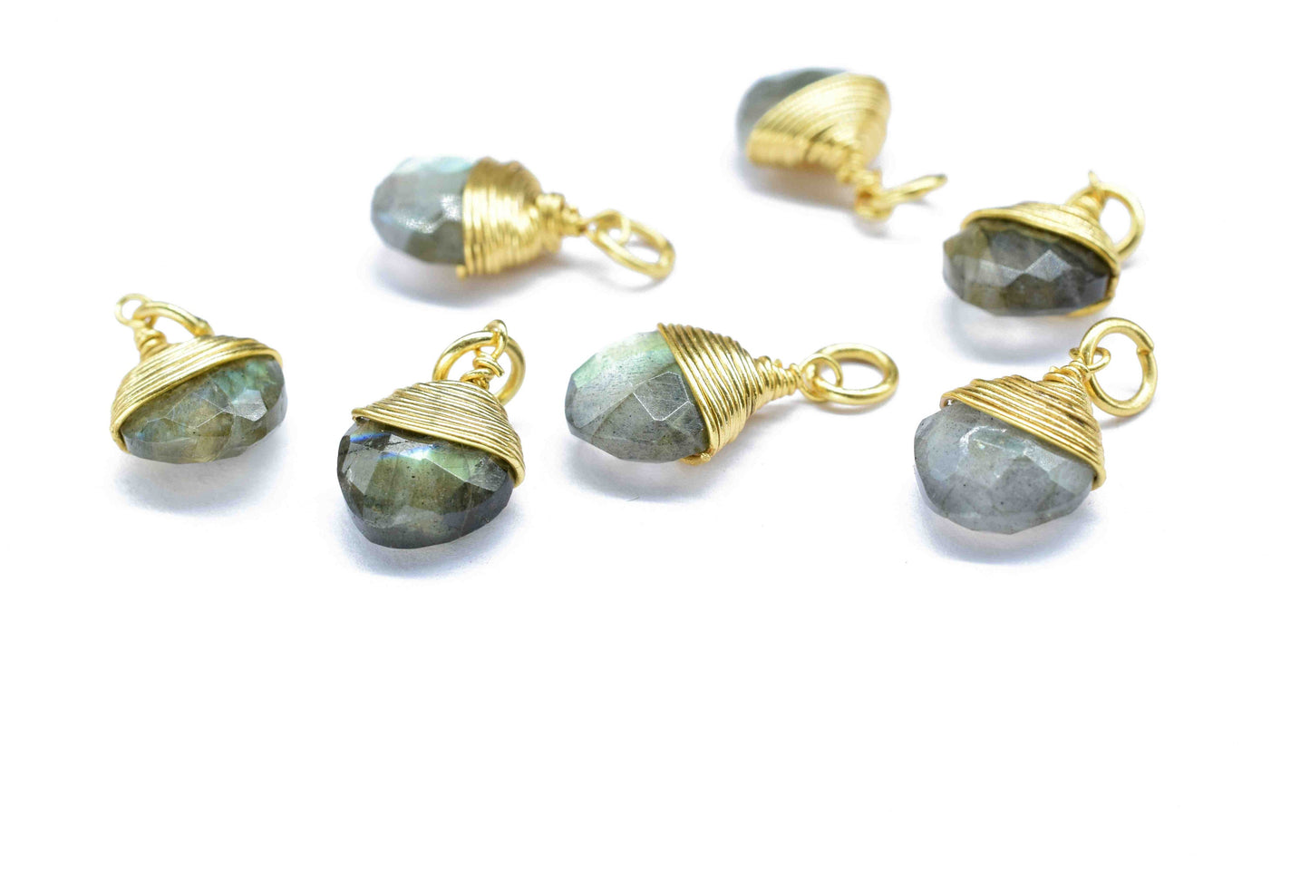Labradorite Square Faceted Connector,Gemstone Wire Wrapped Pendant,Loop Connector,Pendant Jewelry,Wire Wrapped Necklace,Labradorite jewelry
