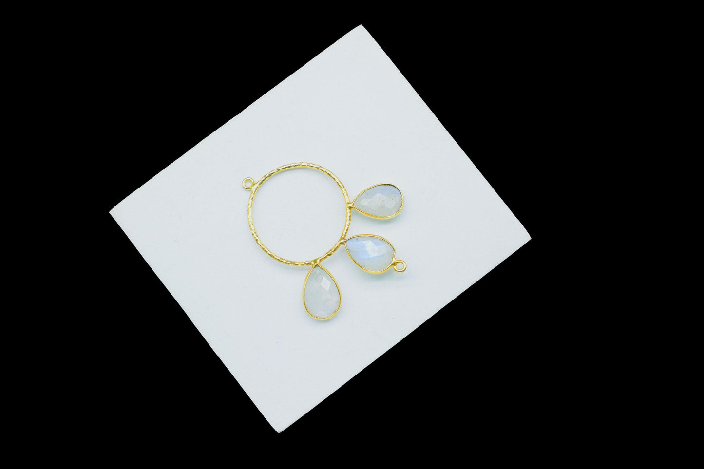 Moonstone Jewelry Connector/Brass Connector Jewellery/Gold Plated Pendant/Handmade Jewellery/Double Bail Pendant/Sky Topaz Connector Jewelry