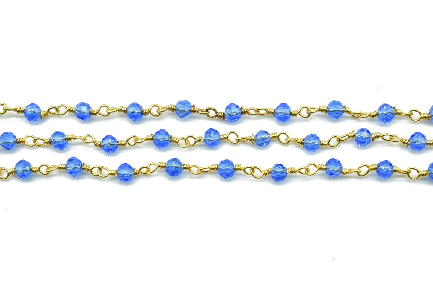 Tanzanite Quartz 3mm Beaded Chain,Rosary Chain,Tanzanite Wire Wrap Chain,Tanzanite Brass chain Jewelry Making Chain,Tanzanite Rosary