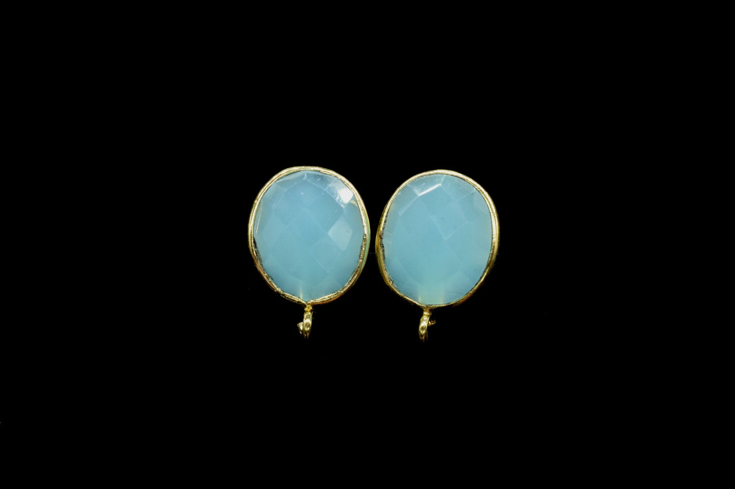 Aqua Chalcedony Earring Connector,Jewelry Making Supplies,Earring connector post stud, Jewelry,Jewelry Findings,Rose Quartz Earring,Studs