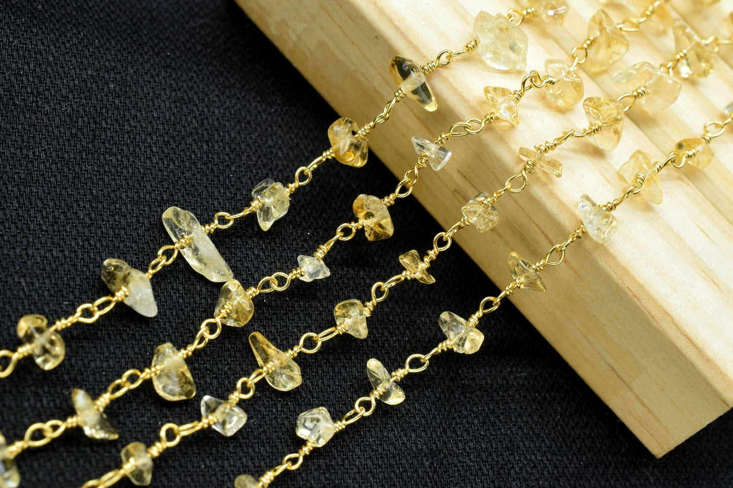 Natural Citrine Chips Rosary Chain,Nugget Rosary Chain,Finding Wire Wrap Necklace Chain,Gemstone Rosary,Handmade Jewelry Carft Supplies,Gift