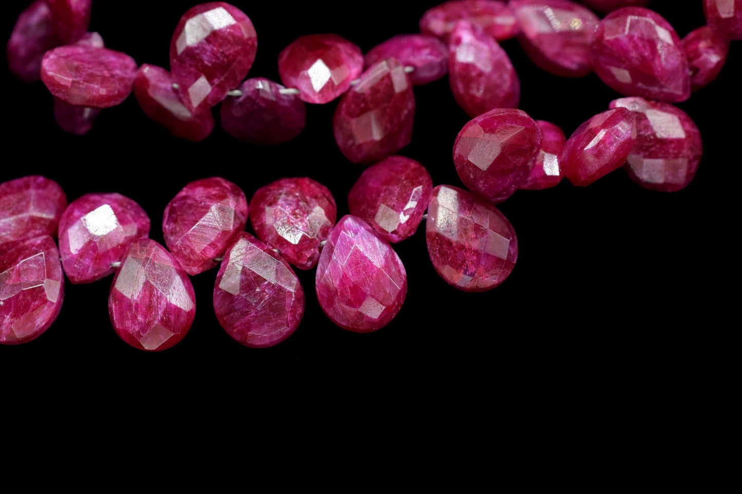 Ruby Faceted Pear Shape Beads Strand,6x8mm Teardrop Ruby Faceted Beads,7''ruby teardrop Strand, Ruby Faceted Briolette,Natural Ruby Beads