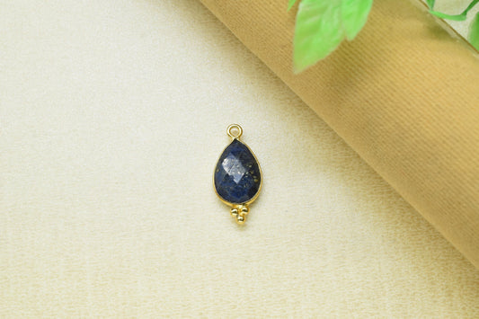 Lapis Lazuli 10x14mm teardrop shape Gold Plated bezel,Lapis pendant Handmade gold charm Jewelry,Lapis single Bail Brass Pendant Jewelry,Gift