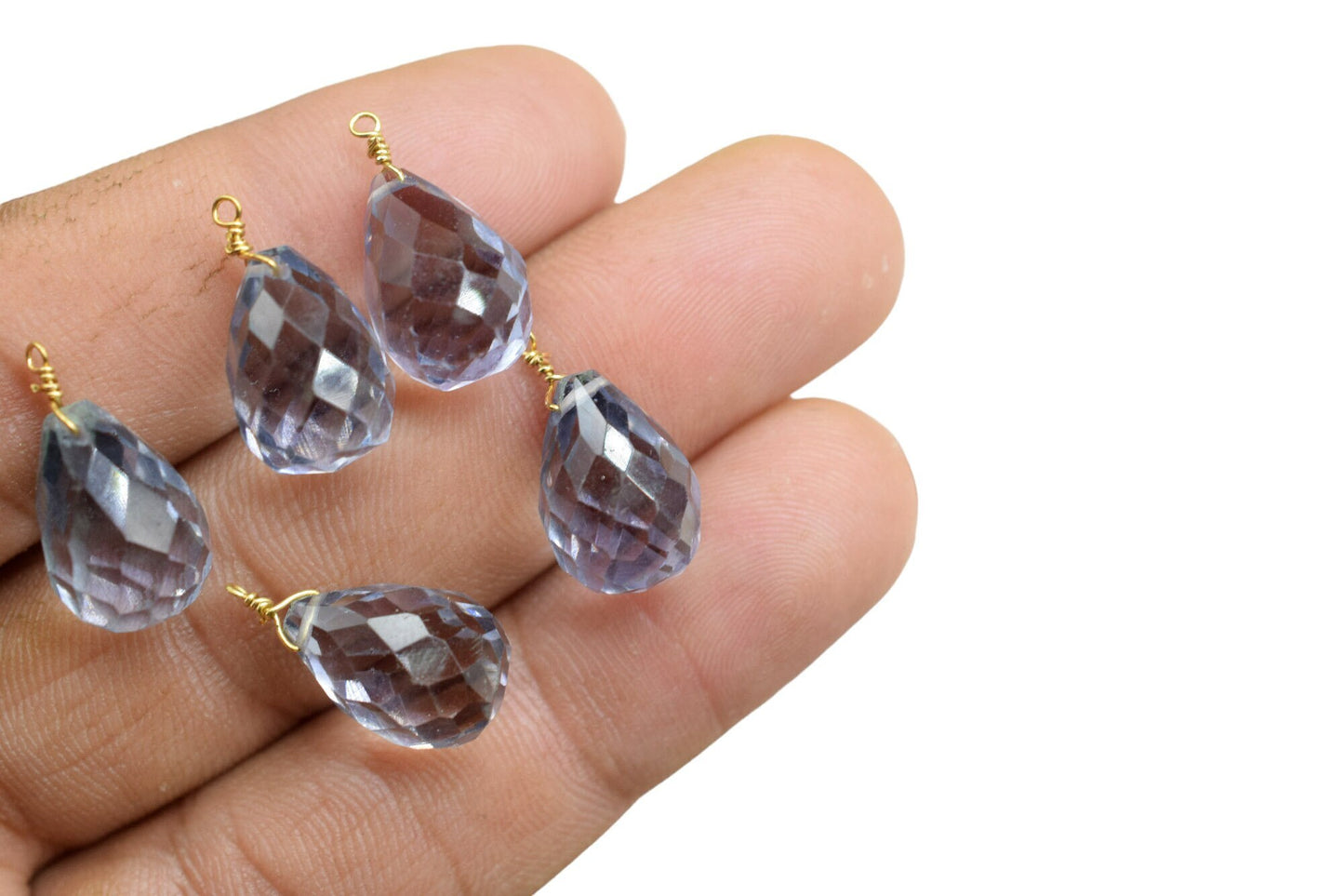 Brazilian Amethyst 10x14mm Faceted Drops Wire Wrapped Gemstone,Amethyst dainty dangle drops,Amethyst Gemstone Connector,Birthstone Jewelry