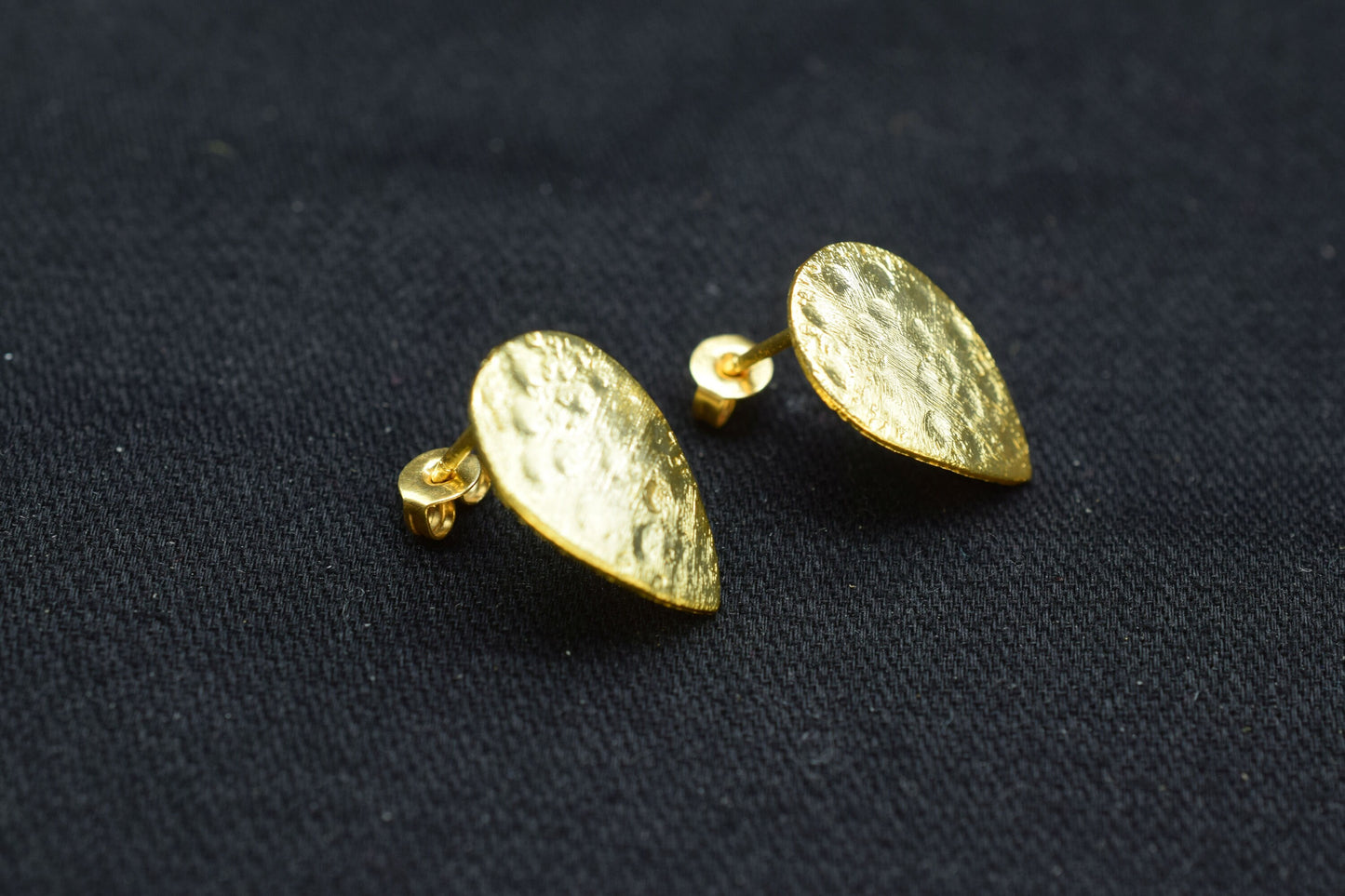 Brass Hammered earring post connector,Teardrop Brass Earring connector,Gold Plated Brass Jewellery,Studs Post connector,Brass Earring,B'Gift