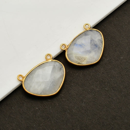 Moonstone 15x20m Bezel connector,Moonstone kidney Shape Gold Plated bezel,Moonstone Bezels,Gold Vermeil Bezel,jewelry Gold-Filled bezelcharm