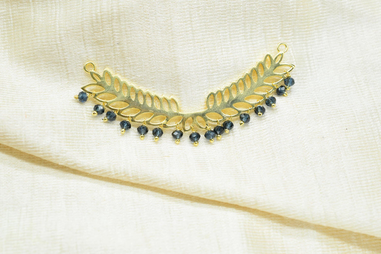 London Blue Topaz Beads Dangle Charms,Wedding Hair Vine Connectors,Gemstone Leaf Pendant Necklace,Component Leaf Charms,Handmade jewelry