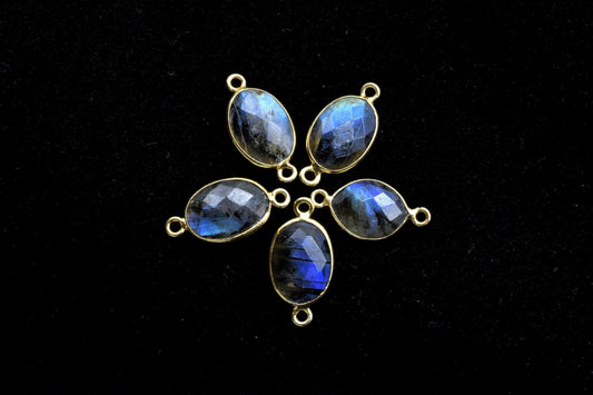 Labradorite 10x14mm Oval Double bail connectors,Labradorite Gold pendant,Labradorite Gold Plated bezel,jewelry making charms crafts,jewelry