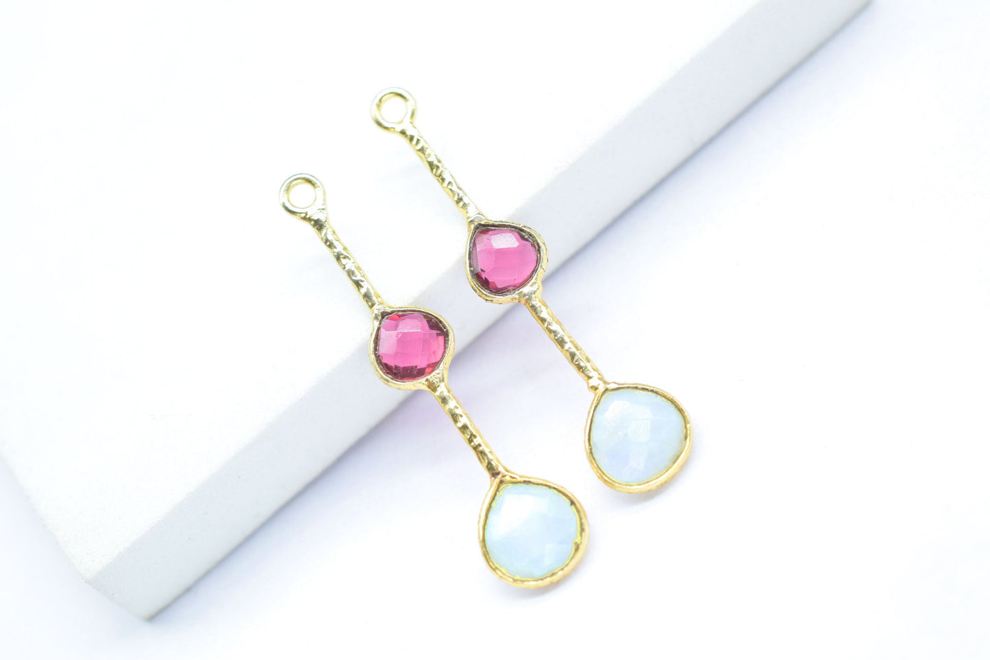 Pink Tourmaline Gemstone Heart Shape Faceted Bezel Connector/Jewelry making Stone/Moonstone Handmade Jewelry/Long Gemstone Pendant/Charms