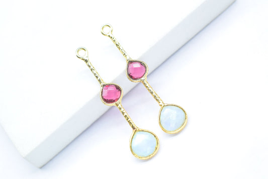 Pink Tourmaline Gemstone Heart Shape Faceted Bezel Connector/Jewelry making Stone/Moonstone Handmade Jewelry/Long Gemstone Pendant/Charms