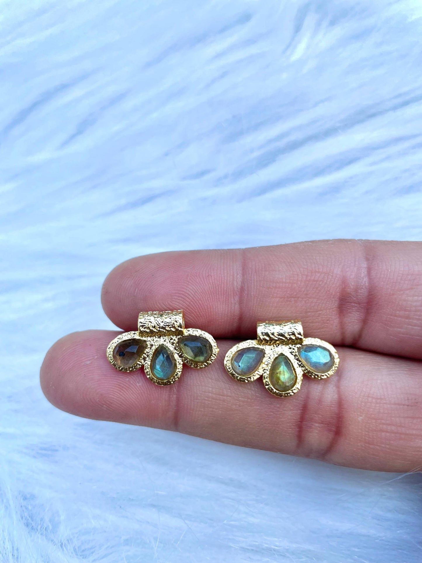 Natural Labradorite Connector Charms/Handmade Jewelry/Three stone Pendant/Women Jewelry/Brass Connector Jewellery/Handmade Connector/Gift