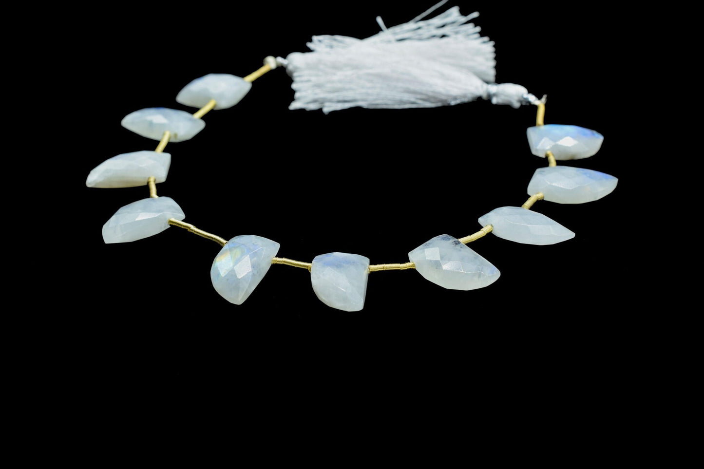 Rainbow Moonstone 10x16mm Faceted Briolettes,Handmade Side Drilled Gemstone,Shark Tooth Shape Faceted Beads,Rainbow Beads For Jewelry Gift