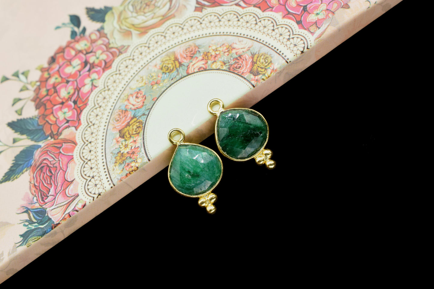 Emerald Faceted 10mm Heart Shape Charms Jewelry,Emerald Single Bail Handmade Connector Jewelry,Emerald Gemstone Bezel Pendant Jewelry,Gift