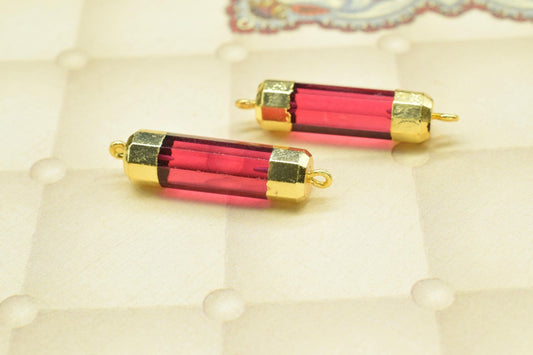 Pink Tourmaline Pointed Pendants,Handmade Pencil Charm,Gemstone Tourmaline Jewelry Making Supply,Double Bail Point Connector,Pencil Pendant