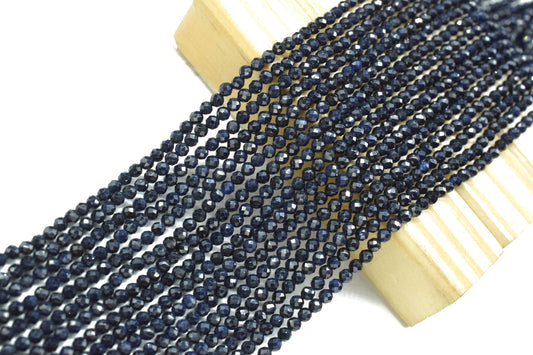 Natural Blue Sapphire 2mm Rondelle Micro Faceted Beads,Gemstone Beads Strand,Precious faceted beads,Blue Sapphire Beads Strand Jewelry Gift