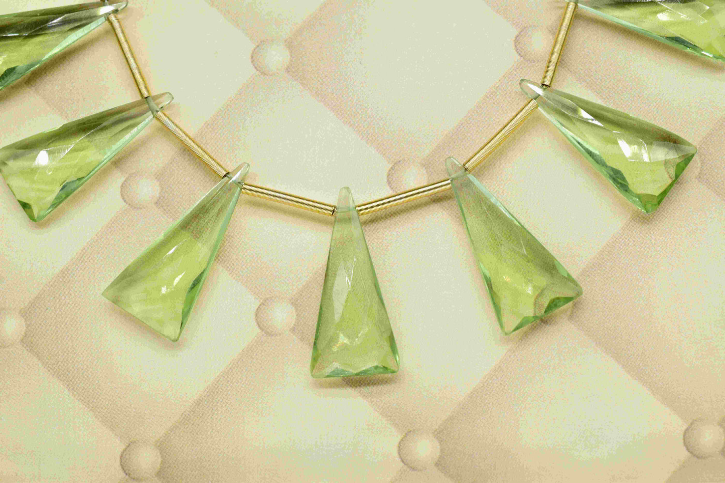 Green Amethyst Triangle Shape Briolettes,Green Faceted Beads,Green Gemstone Briolettes,Fancy Shape Briolette,Green Amethyst Jewelry Supplies