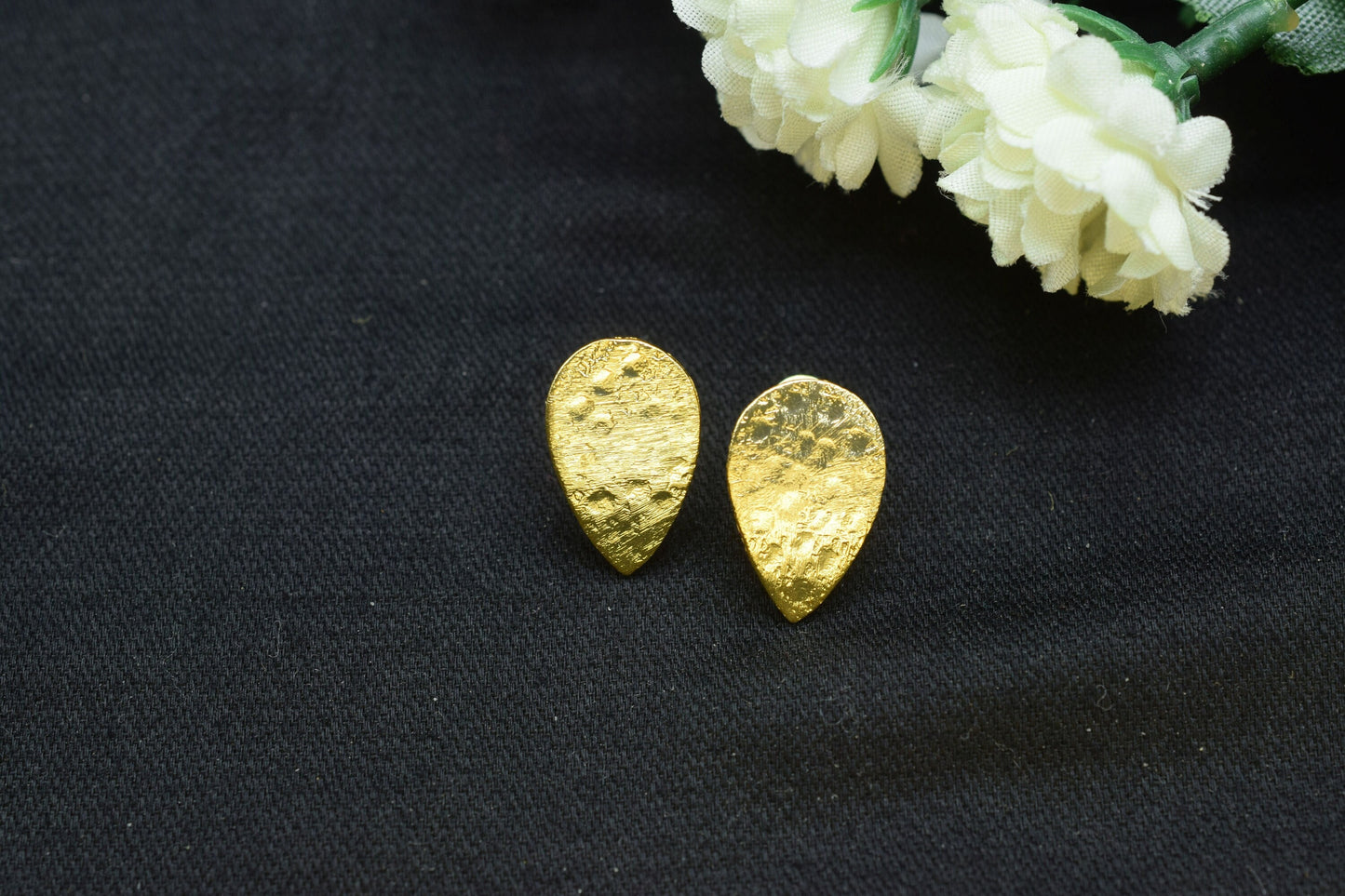 Brass Hammered earring post connector,Teardrop Brass Earring connector,Gold Plated Brass Jewellery,Studs Post connector,Brass Earring,B'Gift