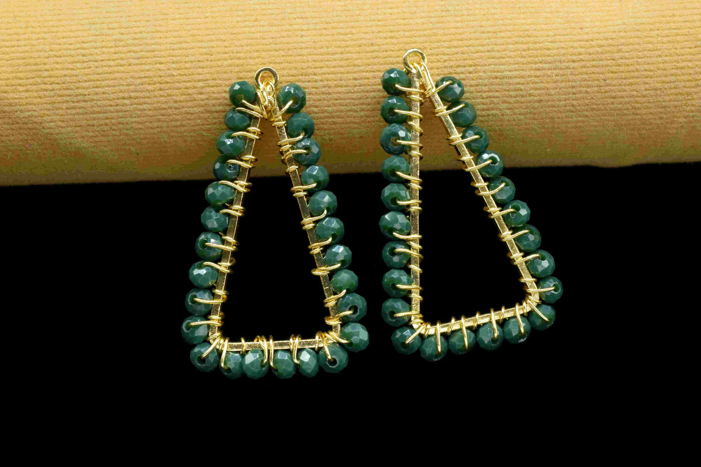 Green Agate Wire Wrapped Triangle Shape Earrings,Connector Earring,Gemstone Components,Finding Necklace,Component Jewelry,Handmade Connector