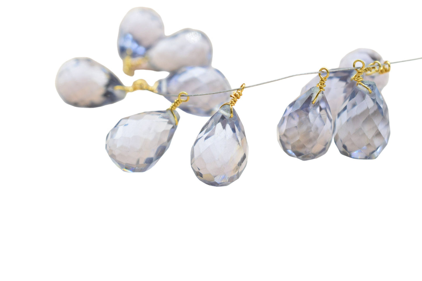 Brazilian Amethyst 10x14mm Faceted Drops Wire Wrapped Gemstone,Amethyst dainty dangle drops,Amethyst Gemstone Connector,Birthstone Jewelry