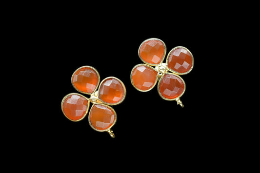 Carnelian Gemstone Earring Connector/Gold Plated Jewelry/Carnelian Handmade Jewelry/Bezel Component/Jewelry making Stone/Heart Shape Earring
