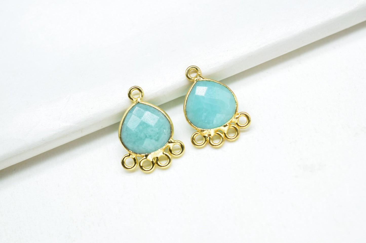 Amazonite Heart Shape Pendant/Gold Plated Charms Jewelry/Handmade Connector Jewelry/Connector Charms/Station Bezel Link Supplies/ Gift