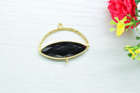 Black Onyx Gemstone Component,Gemstone Connector Pendant,Jewellery Making Essentials,Single Loop Pendant,DIY Jewelry Making Supply,B'Gifts