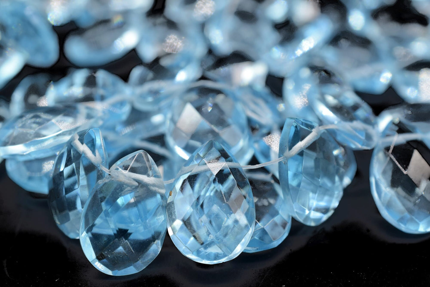 Sky Topaz brioletts ,Side drilled Briolette,Jewelry making supplies,Handmade Briolette,December Birthstone,9x13 size faceted brioletts beads