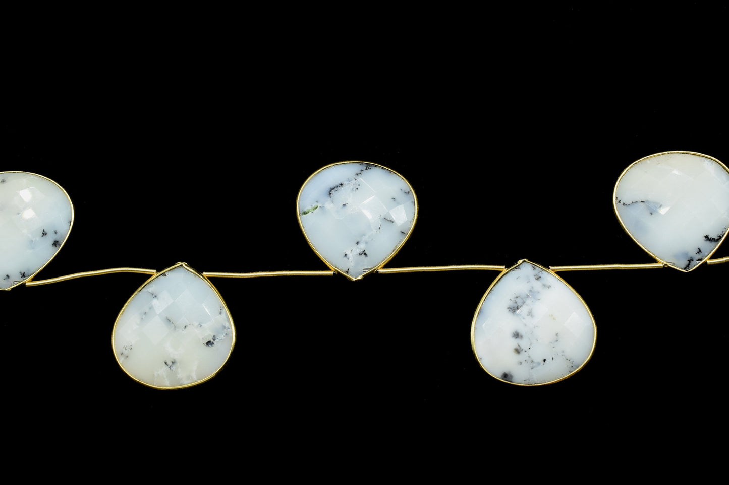 Dendrite Opal  20mm heart shape bezel strand,Gemstone Drilled bezel strandgemstone Charm,Faceted Gemstone JewelryMaking Component