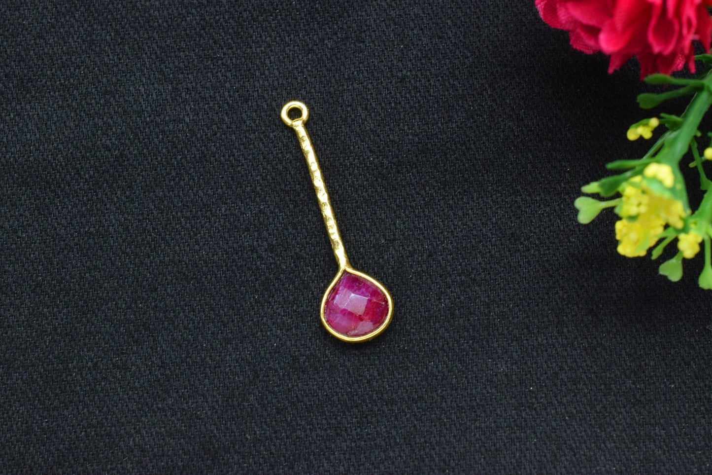 Natural Ruby Pendant/Gemstone Component/Faceted Ruby Single Bail Charm/Necklace Pendant/Heart Shape Charm/Wholesale Supply/Made for her