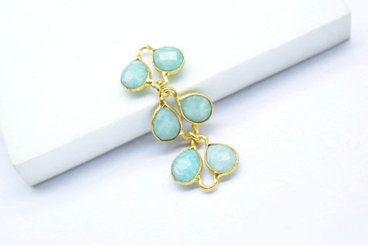 Amazonite Pendant Jewelry Charms/Gold Plated Pendant/Dangle Charms/Handmade Jewelry/Beass Connector/Wedding Jewerly/Women Jewelry/Gift