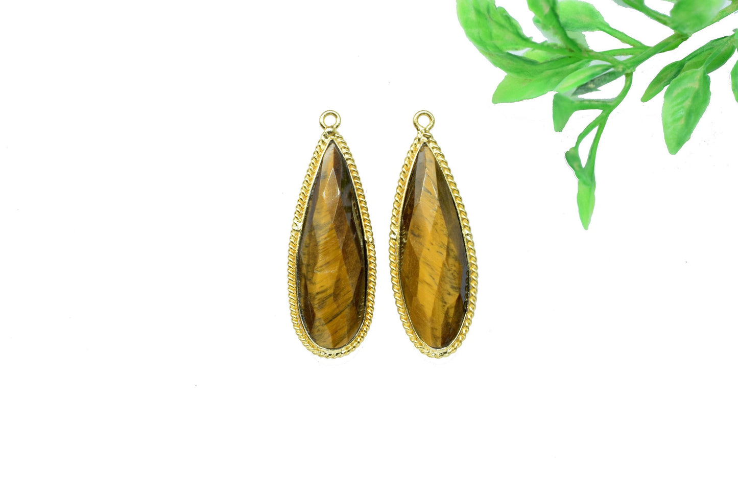 Natural Tiger Eye Gemstone 10x30mm Teardrop Shape connector,Tiger Eye charms Pendant Jewelry,Tiger Eye Gold Plating single bail connectors
