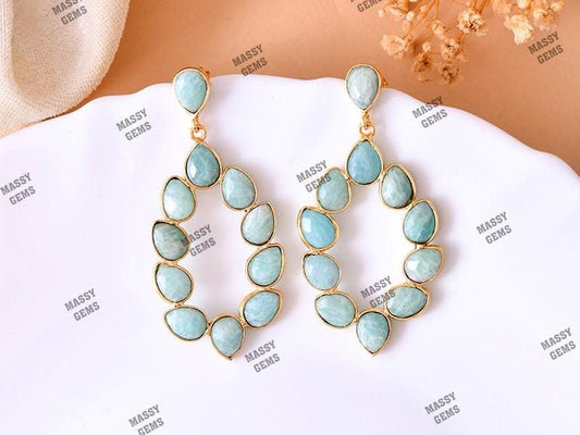 Amazonite Earring/Bridal Earring/Amazonite Teardrop Earrings /Bridesmaid Earrings/Statement Earrings/Natural Gemstone Jewelry/Wife Gifts