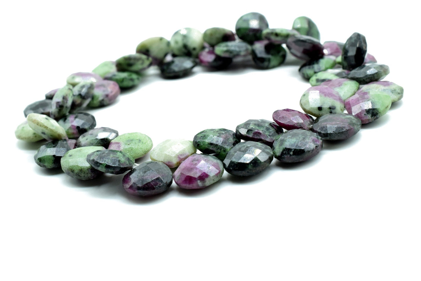 Natural Ruby Zoisite 14mm Heart Shape Briolettes,Green Raspberry Pink Semi Precious Gemstones,Ruby Zoisite Drilled Pear quality Briolettes