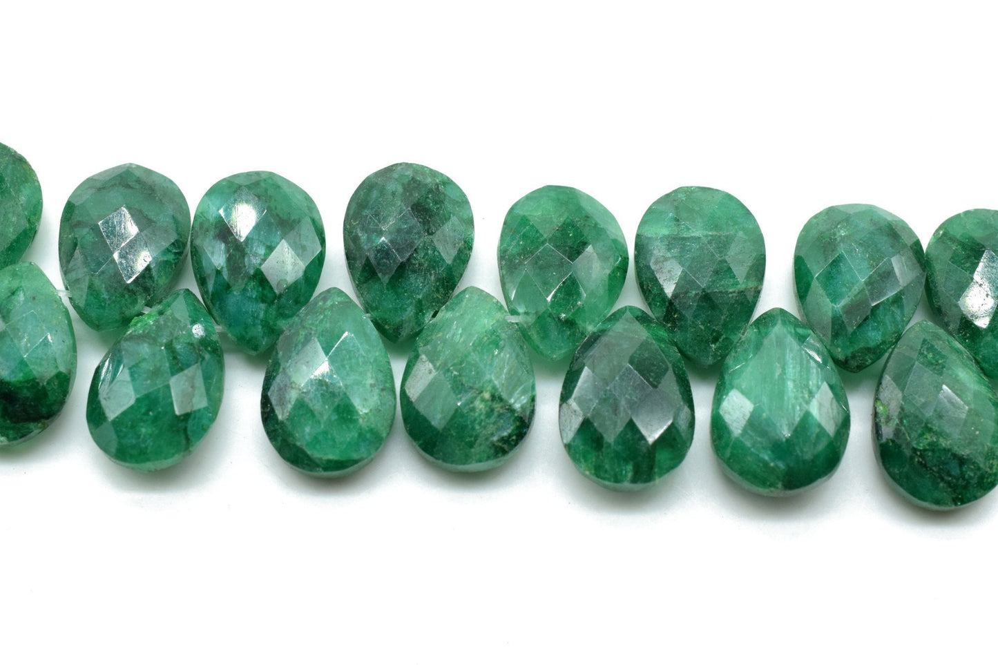 Emerald 9x13mm Briolettes,Natural Emerald Beads,Faceted Emerald Beads,Emerald Faceted Pear Briolettes,Emerald Jewelry making beads,Supplies