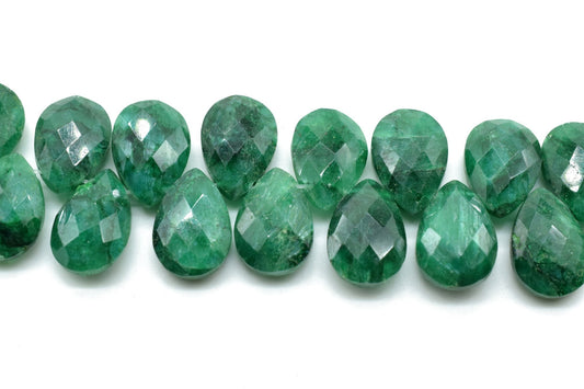 Emerald 9x13mm Briolettes,Natural Emerald Beads,Faceted Emerald Beads,Emerald Faceted Pear Briolettes,Emerald Jewelry making beads,Supplies