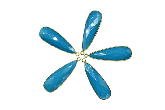 Blue Turquoise 10x30mm Teardrop Charm,Turquoise Gemstone Connector silver Plated Bezel,Single Bail Connector,Teardrop Shape Pendant