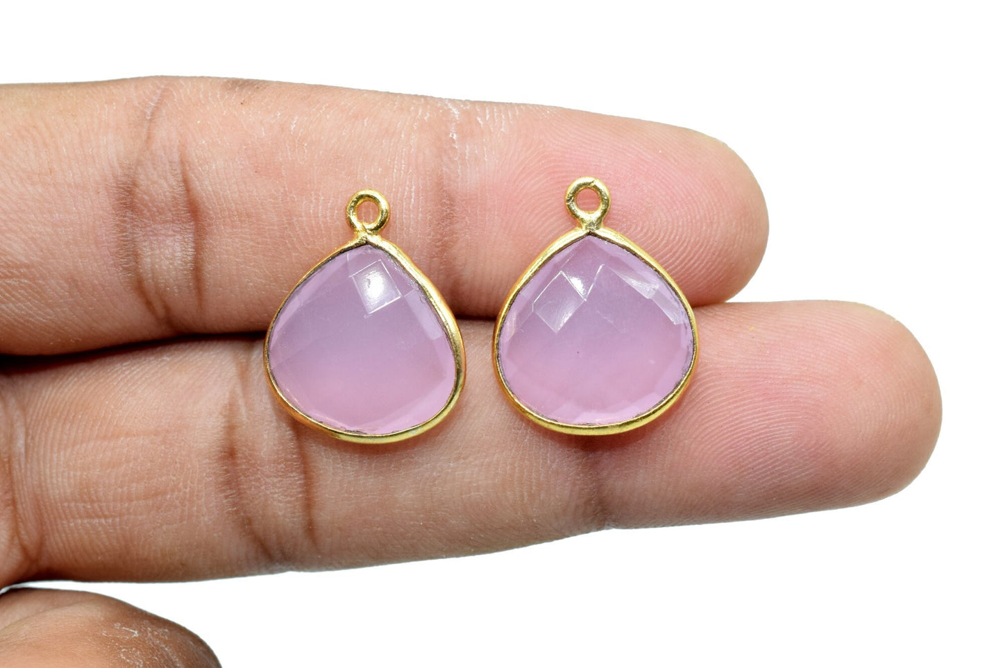 Pink chalcedony 14mm Heart shape single bail connectors,Pink Chalcedony Pendant,Hot Pink charms,Chalcedony Briolettes,Single Flat Bail Bezel