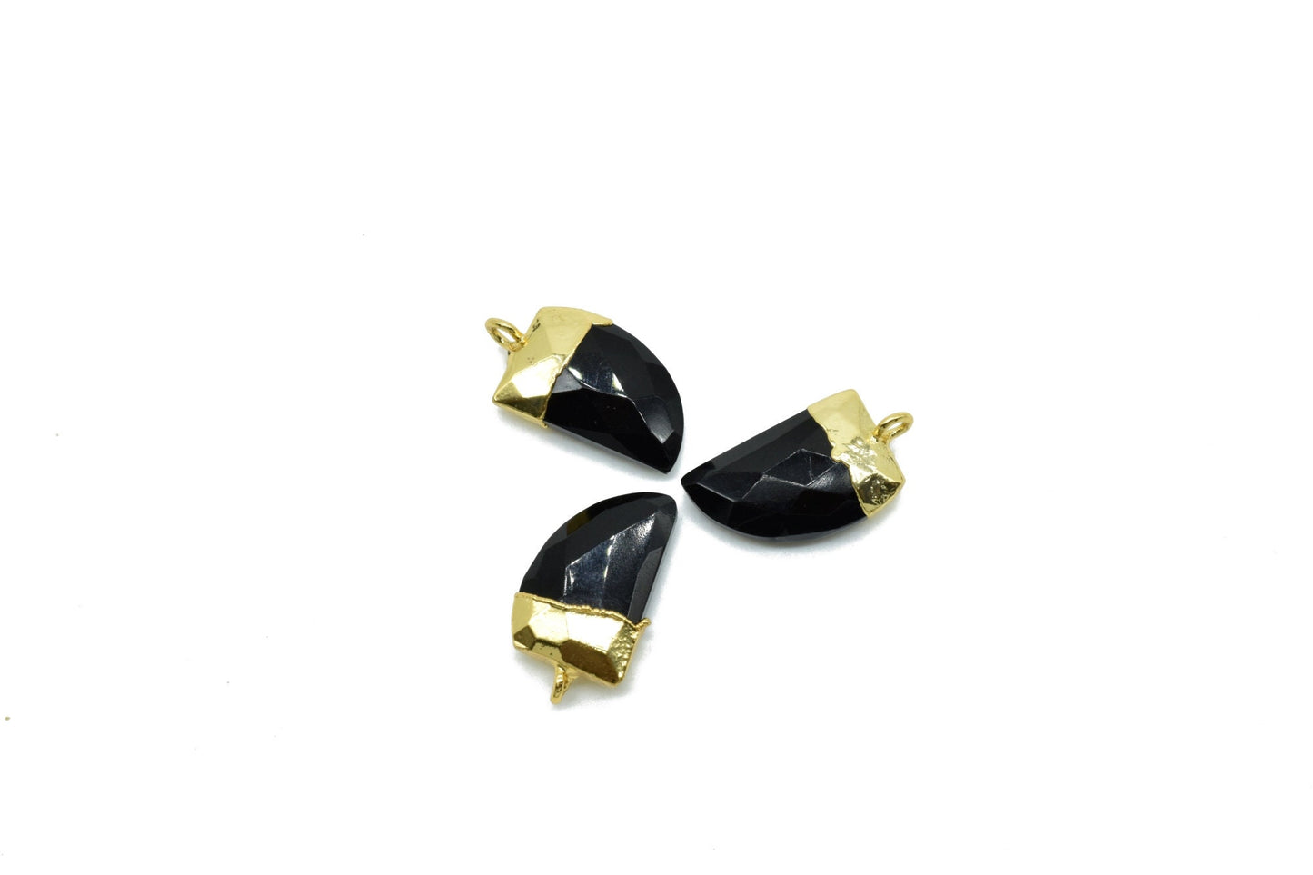 Black onyx 10x15mm Horn Shape Single bail connectors,Black onyx Pendant,Black onyx Horn Gold Plated bezel,jewelry making charm,black onyx