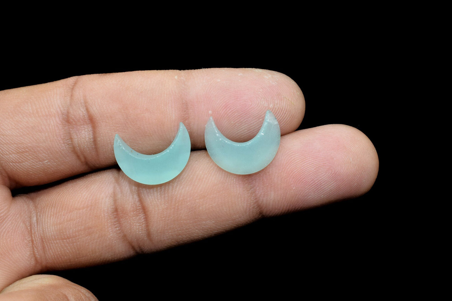 Aqua chalcedony 15mm Faceted Moon shape briolette,Aqua Chalcedony Gemstone, Moon Shape Beads,Crescent Moon Shape Stone,Drilled Gemstone Moon