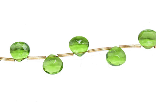 Peridot heart shape 10mm Briolettes,Natural Gemstone Olive Green Peridot,Faceted heart shape Briolettes,Drop Shape Beads for Peridot Jewelry