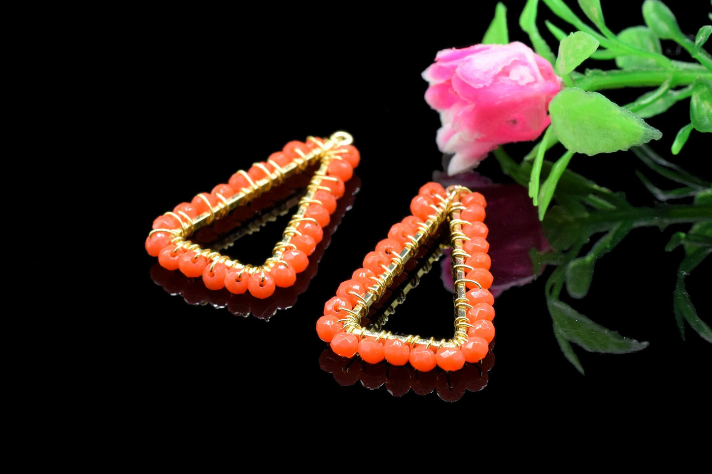 Carnelian Wire Wrapped Dangle Earring,Gemstone Component,Handmade Connector,Beaded Earring Connector,Finding Necklace,Carnelian Jewelry,Gift