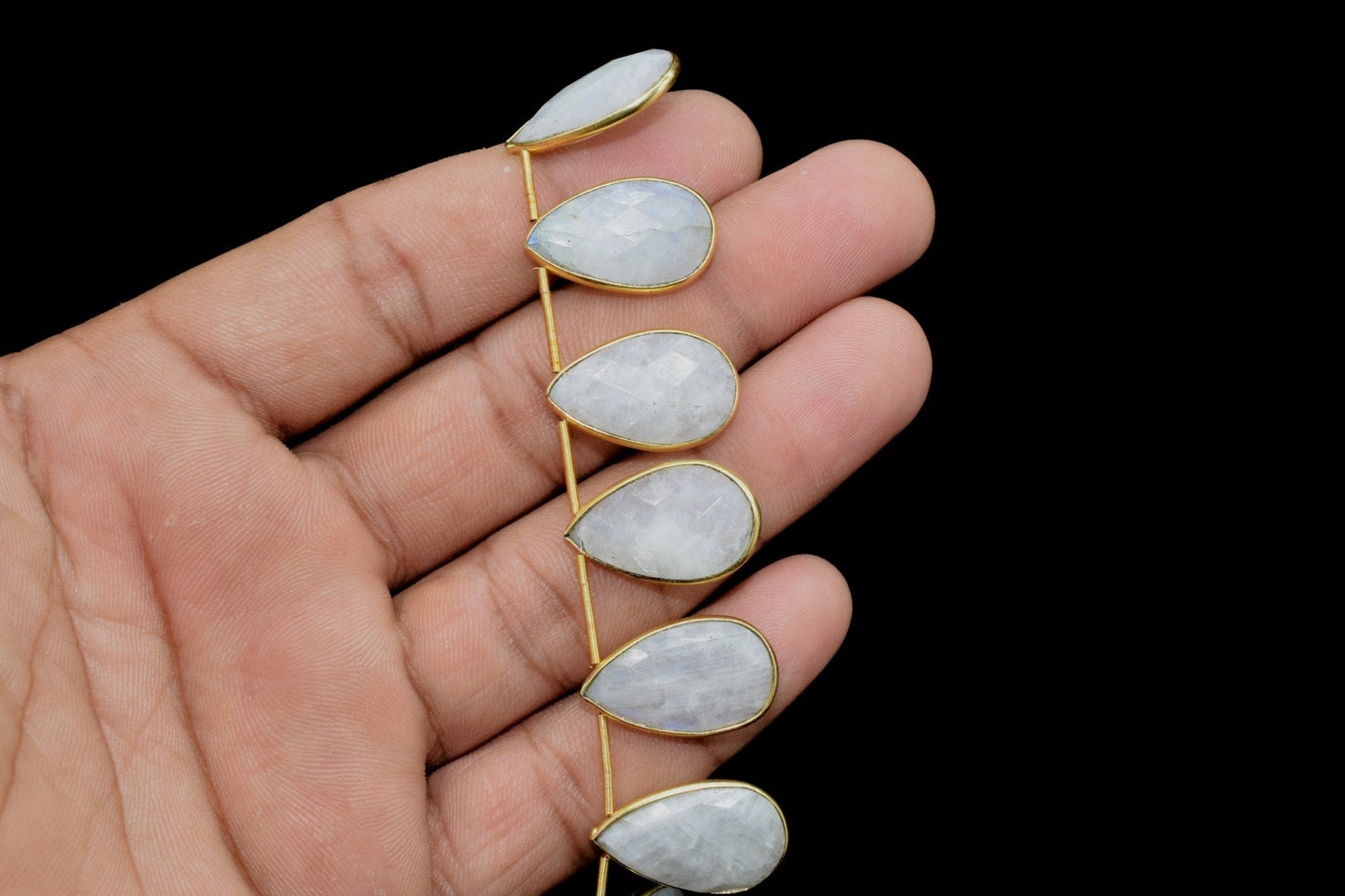 Moonstone 12x20mm Gold plated charms 11 pieces strand,Moonstone Charm,Making Jewelry Supplies,Natural stone charms,Moonstone craft charms
