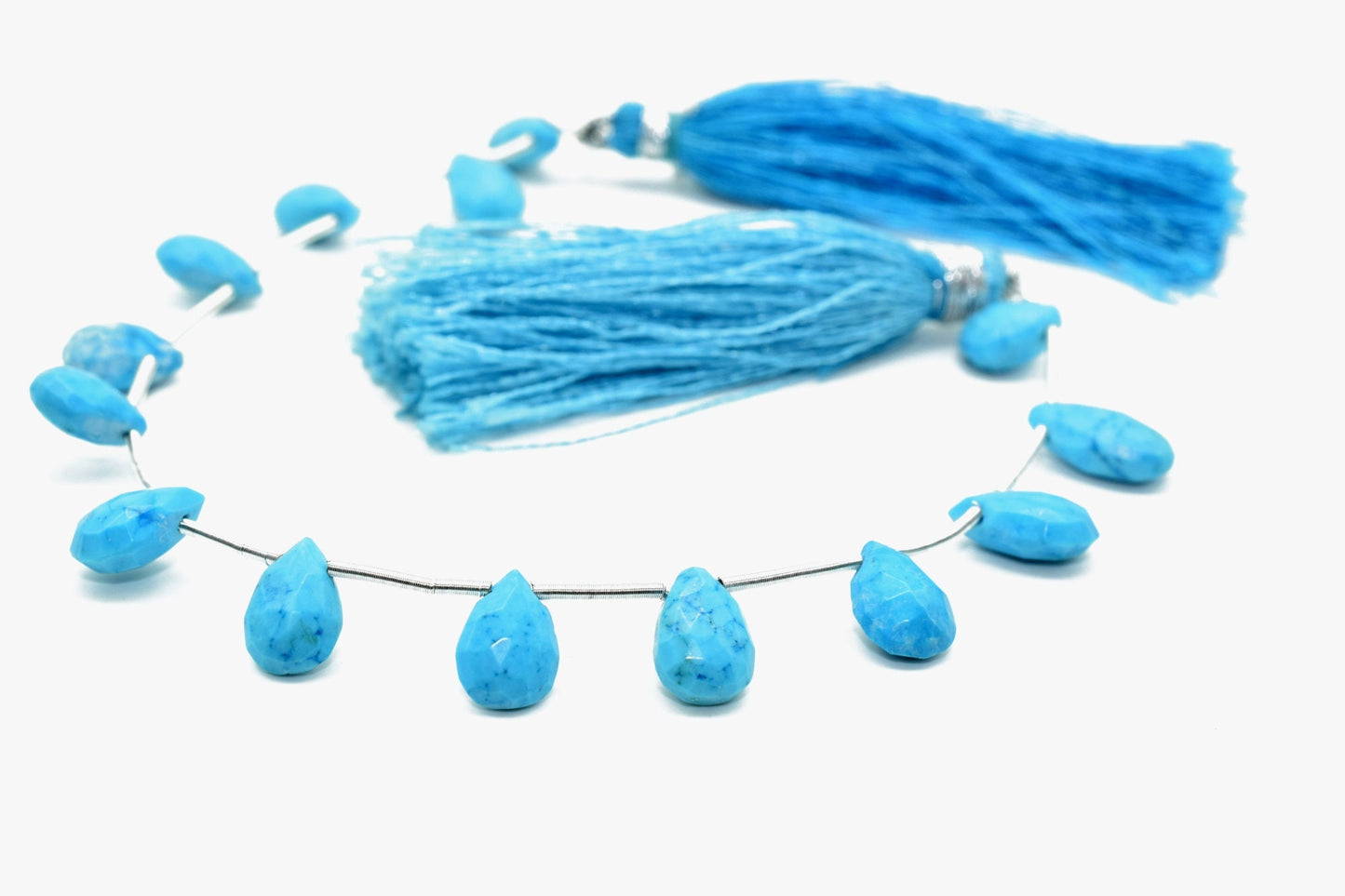 Natural Turquoise Drop Shape Briolettes,Turquoise teardrops,Genuine Turquoise-Faceted Pear Shape Briolette,Turquoise 7x10mm TearDrop shape