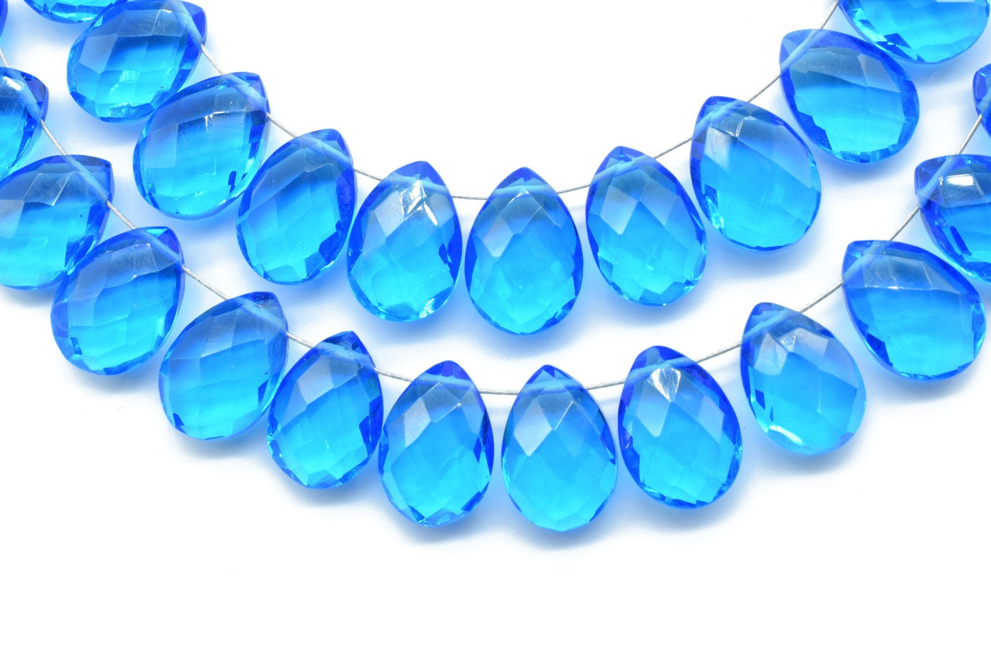 Blue Topaz Faceted Pear Shape Strand,8x12mm Pear Shape Briolettes,Jewelry making pear Shape Beads,Topaz jewelry beads,blue topaz Briolettes