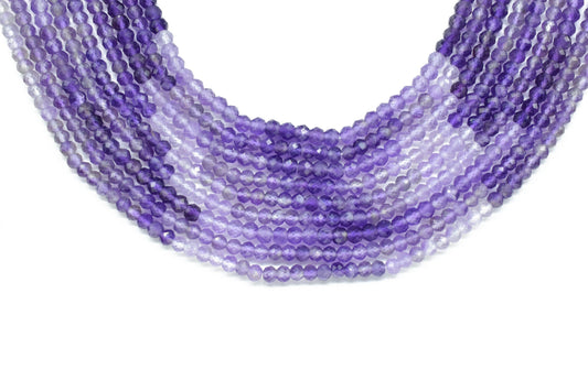 Amethyst Faceted Rondelle Beads,3mm Rondelle Beads,Shaded Amethyst Beads,13"Strand,Micro faceted beads,Gemstone Beads Jewelry Making supply,